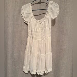 Aeropostale Cream Swiss Dot Puff Sleeve Mini Dress